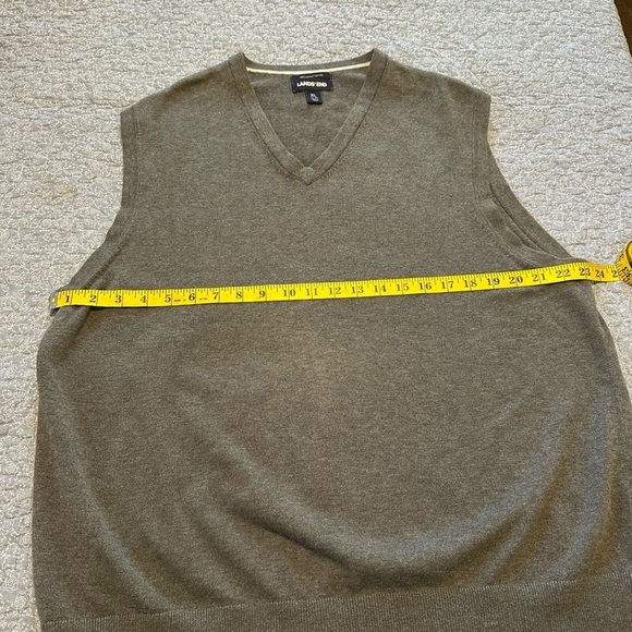 Lands' End Men's Sweater Vest Gray Minimalist Supima Cotton Soft V-neck Size XL - Picture 6 of 6